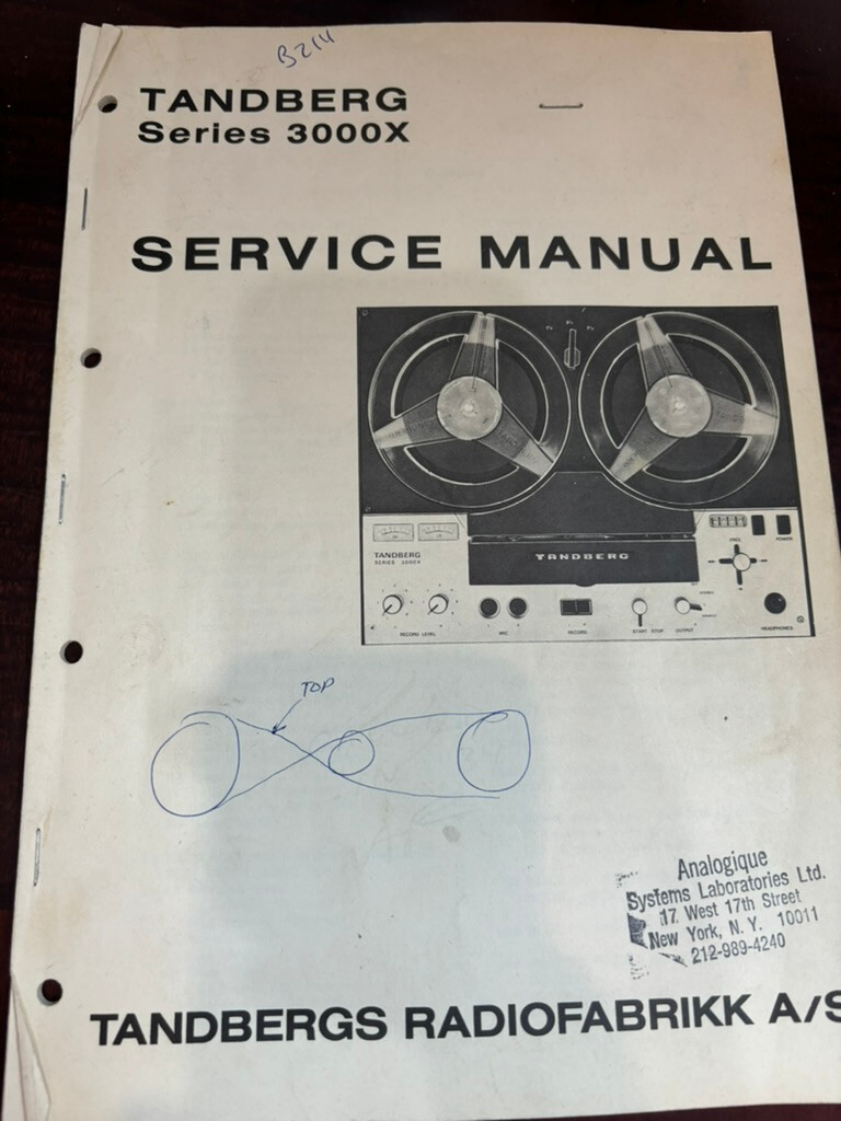 TANDBERG 1600X TAPE RECORDER Repair Service Manual *& SCHEMATICS *ORIGINAL**