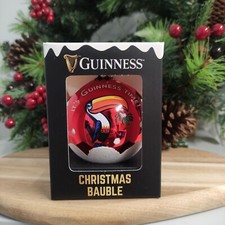 Guinness Christmas Bauble - Red with Toucan Design - Red Ribbon Tie