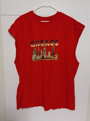 Fruit Of Loom Chicago Men's EXTRA LARGE (3-XL) Red Tank/T-Shirt Sleeveless