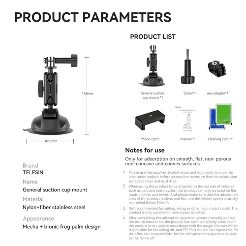 Kamera Halter für Auto Action-Kamera-Saugnapfhalter für GoPro Insta360 DJI - Bild 11 von 21