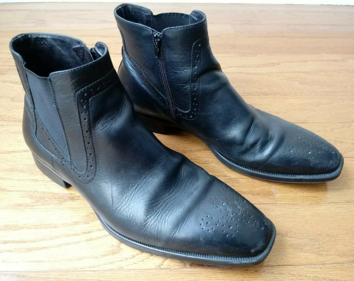 Johnston & Murphy Mens Sz 12M Black Leather CHELSEA BOOTS 