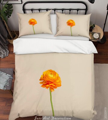 3D Orange Flowers Plant Quilt Cover Set Bedding Sets Pillowcases Queen