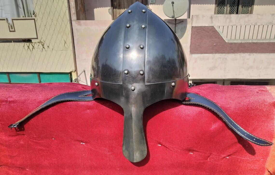 Casco de cota de malla nórdica nasal vikinga ~ Halloween caballero medieval cota de malla a tope
