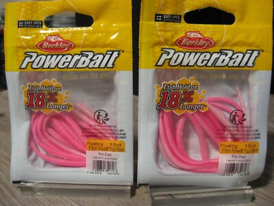 2 Packs Berkley 3'' Floating Trout Worms Soft Fishing Bait Pink Shad Color