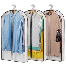 Hanging Clothes Bag With 4" Gusseted Garment Bag set Of 3 For Storage Suit Bag
