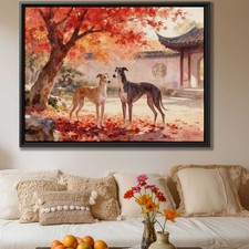 Greyhound Watercolor Canvas Print Dog Artwork Autumn Decor Living Room Wall Art