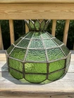 Large Vintage Textured Stained Glass Green Tiffany Style Lamp Shade