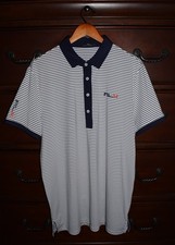 Men's Ralph Lauren RLX Golf Blue White Striped Short Sleeve Polo Shirt Large L
