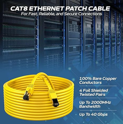 CAT8 Ethernet Cable Copper 26AWG SFTP Shielded RJ-45 Patch Cord 0.5-75FT Lot