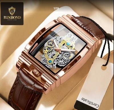 Bohemian Men s Hollow Gold Watch W/Brown Leather Band
