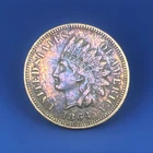 1864 copper-nickel Indian Head Cent with bold LIBERTY,nice diamonds. Red