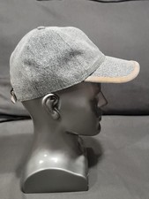 Brunello Cucinelli Denim Suede Leather Monili Baseball Cap Hat Gray/Tan 795