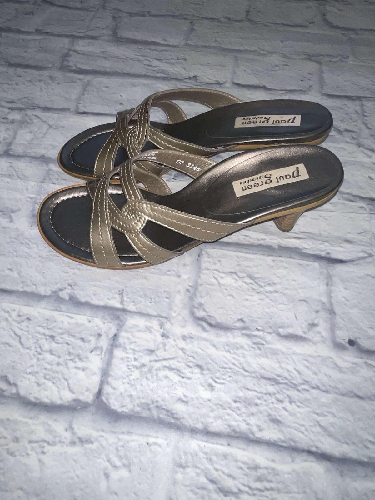 APL PAUL GREEN sandalo slide tacco incrociato metallizzato donna misura 5 5