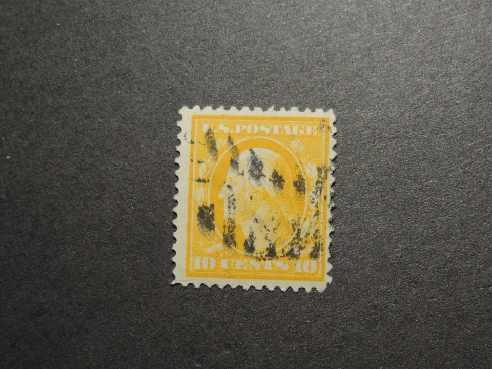 Estampilla de Estados Unidos Scott # 381 Washington 10 C Perf 12 elegante cancelación fina Foto 2 de 4