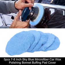 5pcs 7-8 Inch Sky Blue Mircrofiber Car Wax Polishing Bonnet Buffing Pad Cover