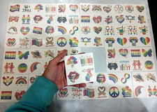 Temporary Tattoos 24 Sheets LG Gay Pride rainbow. 96 colorful love tattoos