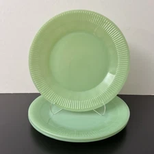 Vintage Fire King Jane Ray Ribbed Jadeite Dinner Plate 9" Inch Set Of 3