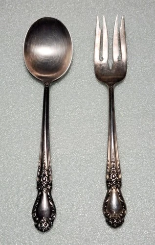 International Sterling Silver Brocade Salad Fork and Soup Spoon No Mono 2.5 oz