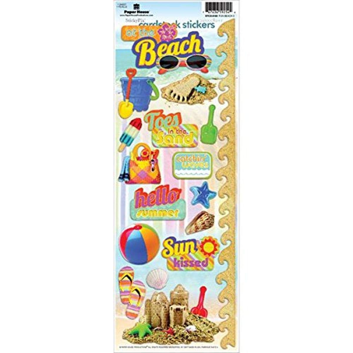 STCX-0163E Cardstock Stickers, Fun Beach 2 (6-Pack)