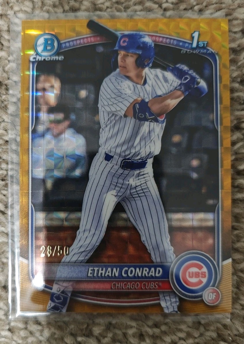 2025 Bowman Draft Chrome Ethan Conrad #BDC-17 Gold Geometric /50 Cubs
