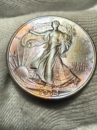 1934-P Walking Liberty Half Dollar Choice Original AU+ Toned