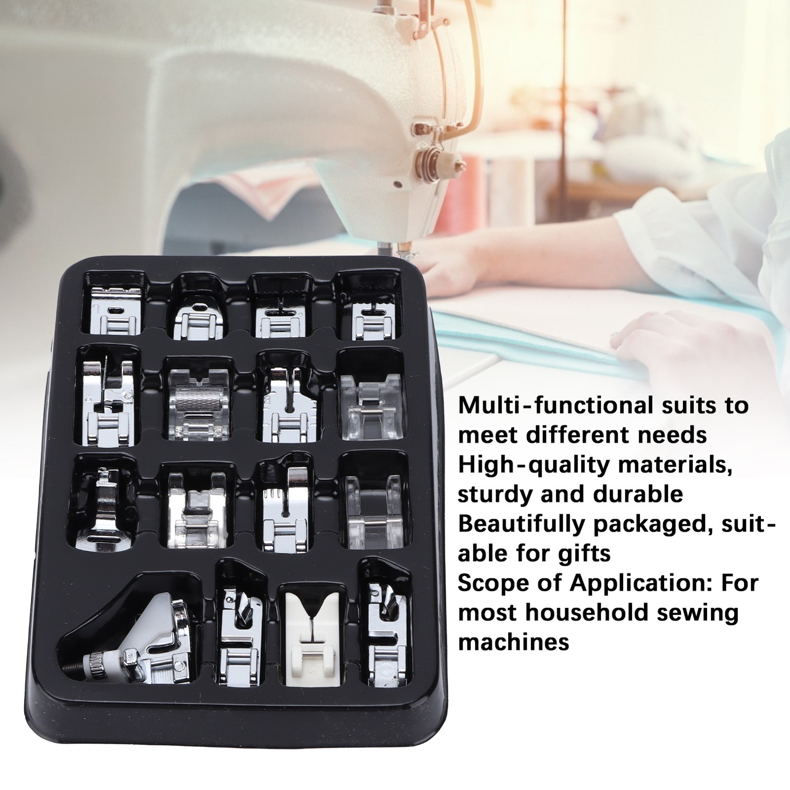 16Pcs Sewing Machine Presser Foot Kit Multifunctional Sewing Accessory Parts