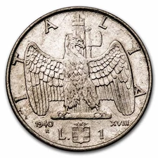 1940 Italy Mussolini "Il Duce" 1 Lira BU (w/Box & COA)