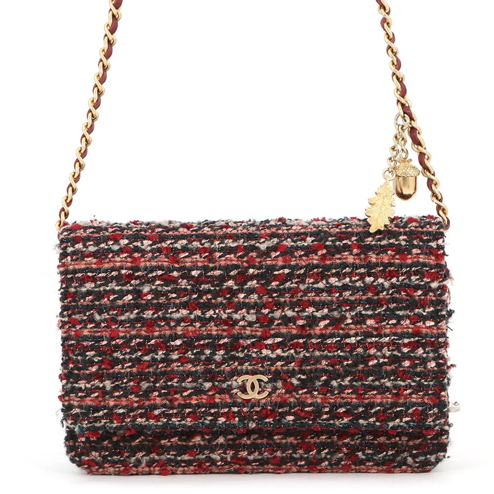 Chanel — CHANEL Chain wallet Tweed Red/Multicolor AP0250