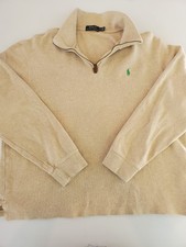 Polo Ralph Lauren Quarter Zip Sweater Men's XL Beige Pullover Pony Logo