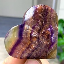 81G Natural Aurora Fluorite Crystal Quartz heart-shaped Mineral Reiki Healing
