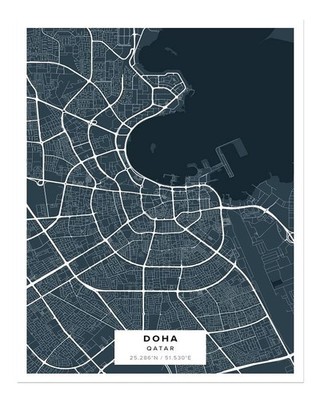 Doha Stadtkarte Wandkunst Moderne Urbane Dekoration Stadtkarte Wandkun