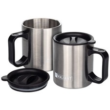 Valiant Insulated Camping Mug | Twin Pack | With Lids | Stainless Steel | 400ml