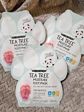 3x Pack ESFOLIO Foot Masks (3 Pairs) - Moisture Repair - Tea Tree - (B)