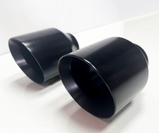 Pair Of 5 Slant Cut Black Exhaust Tips 3 Inlet For Ford Mustang 1986-2017