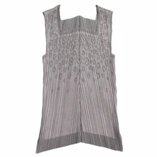 06ss Issey Miyake Fet FETE Pleated Total Pattern Sleeveless Top Shirt Tank Used