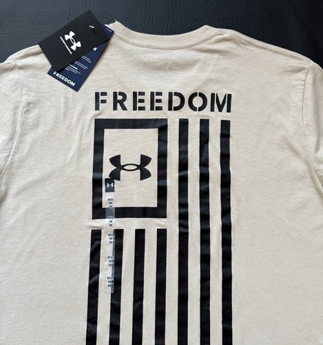 UNDER ARMOUR Mens FREEDOM Flag USA Tshirt Short Sleeve Sand Size Medium M NWT - Bild 5 von 11