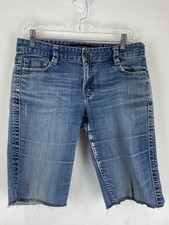 Calvin Klein Womens Medium Wash Distressed Jean Shorts Pockets Size 30