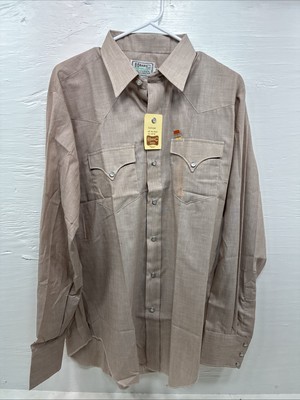 New Men s H Bar C Brown Long Sleeve Pearl Snap 16 X 36 Large CC-63