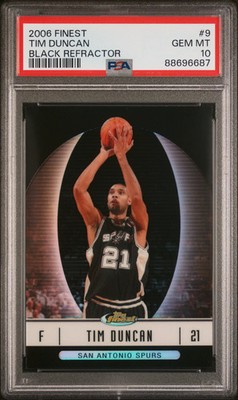 2006 Finest Tim Duncan #9 Black Refractor PSA 10 /99