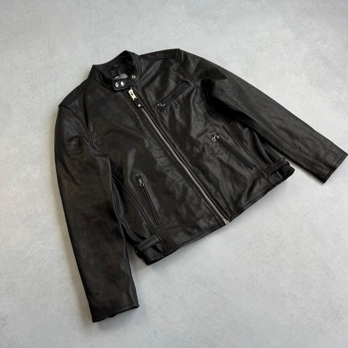 SCHOTT NYC LC940D LAMBSKIN LEATHER BLACK BIKER JACKET ADULT SIZE
