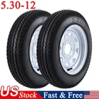 2x 5.30-12 5.30x12 530-12 Trailer Tires & Rims LRC 5 Lug on 4.5" 6PR White Spoke
