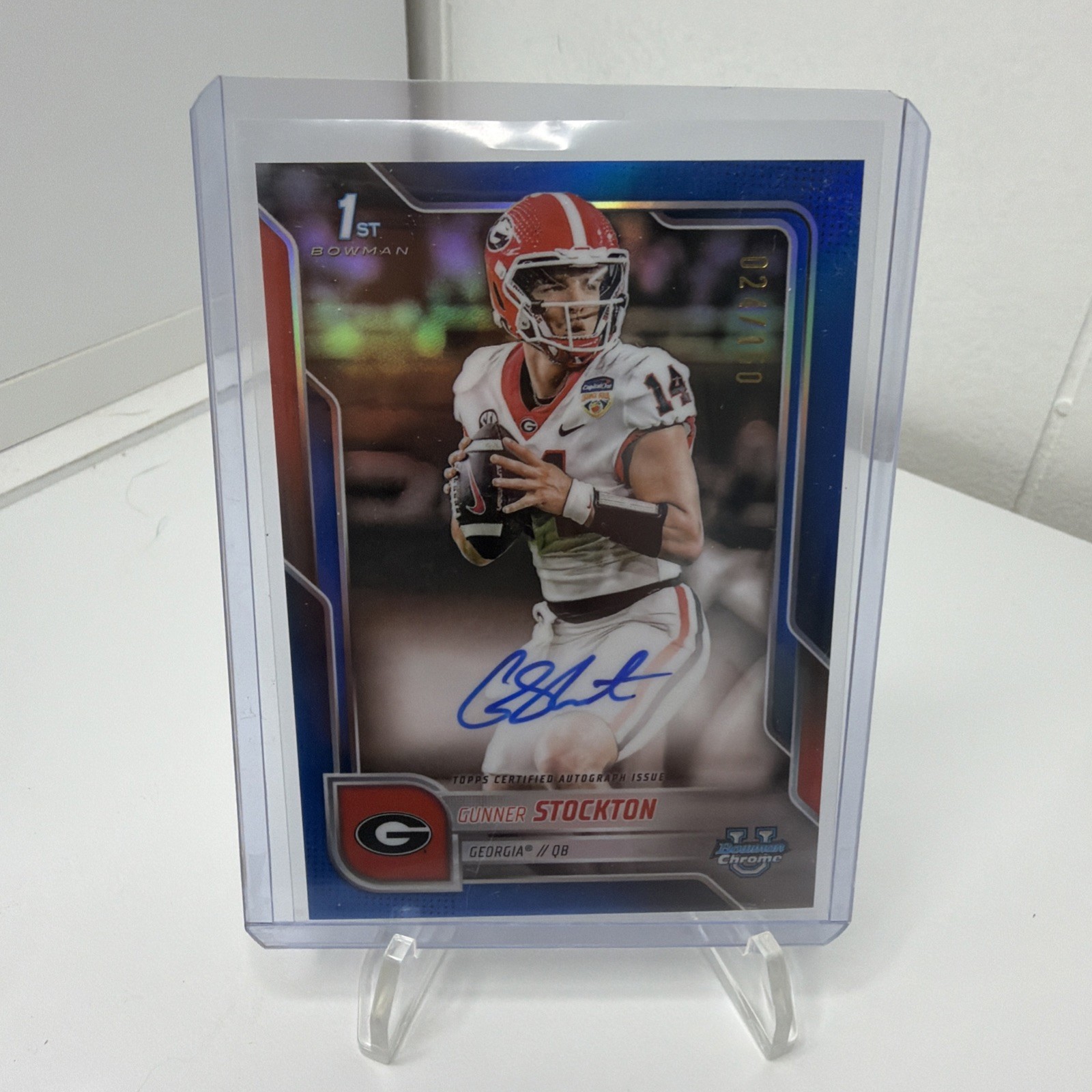2025 Bowman Chrome U GUNNER STOCKTON 1st Blue prospects   Auto /150 Georgia