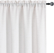 Bennet Natural Linen Curtains 84 Inch Length 2 Panels Set, Faux Linen Textured B