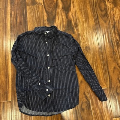 Old Navy Boys Navy Polka Dot Long Sleeve Button-Down Shirt Size 10-12