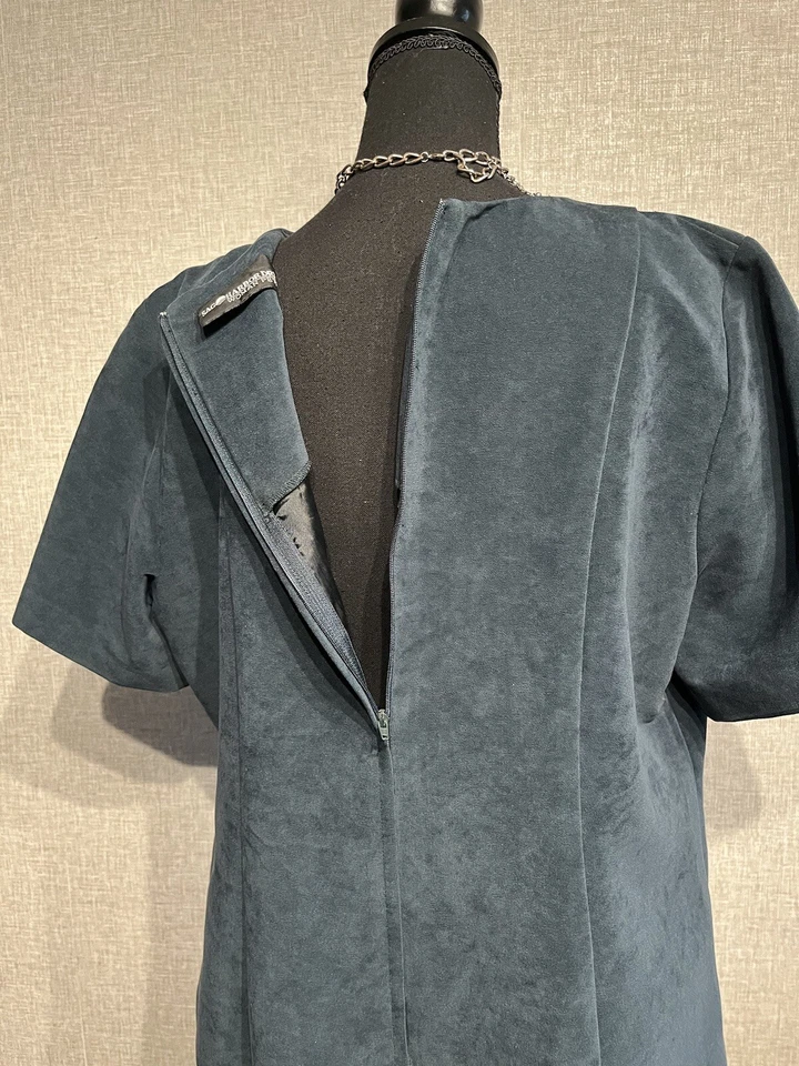 Vestido Sag Harbor Petite Talla 16 Para Mujer 2 en 1 Verde Oscuro Vestido Suave Imitación Gamuza Foto 3 de 4