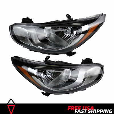 LH+RH Chrome Halogen Headlights Lamps For 2012-2014 Hyundai Accent Sedan