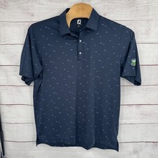 FootJoy Golf Polo Shirt XL Fish Print Moisture Wicking Performance Short Sleeve