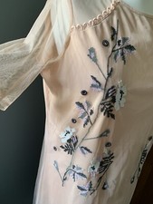 River Island Nude Mesh Embroidered Dress Size 14