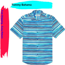  128 Tommy Bahama Men's, Bahama Coast Ripple Tides Camp Shirt , Blue Canal, M