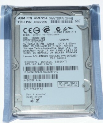 Hitachi HTS725032A9A364 320GB 7200RPM SATA 3Gb/s 2.5in Laptop hard disk
